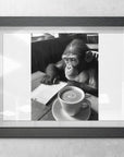 Hipster Chimp Kunstdruck Schimpansin trinkt Kaffee
